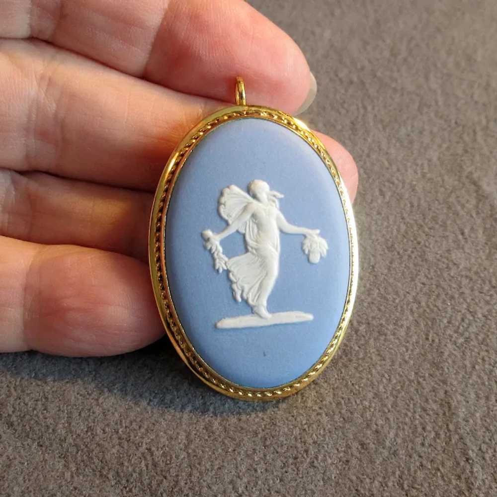 Gold-Filled Blue Wedgwood Cameo Pin/Pendant - image 6