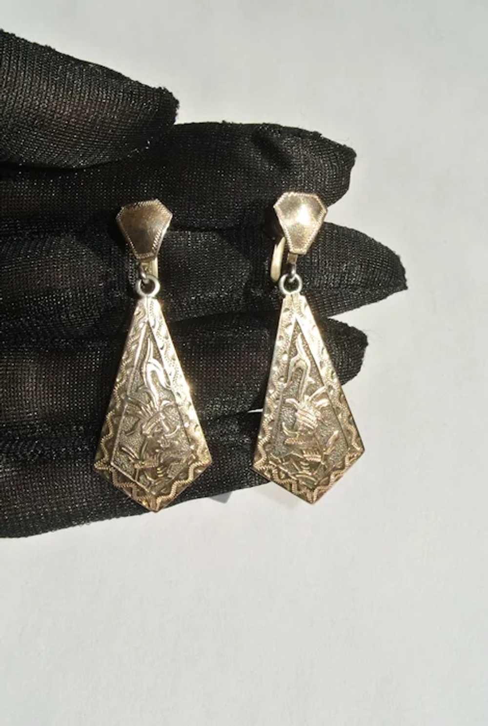 Guatemala Silver Earrings with Mayan, Aztec or In… - image 5