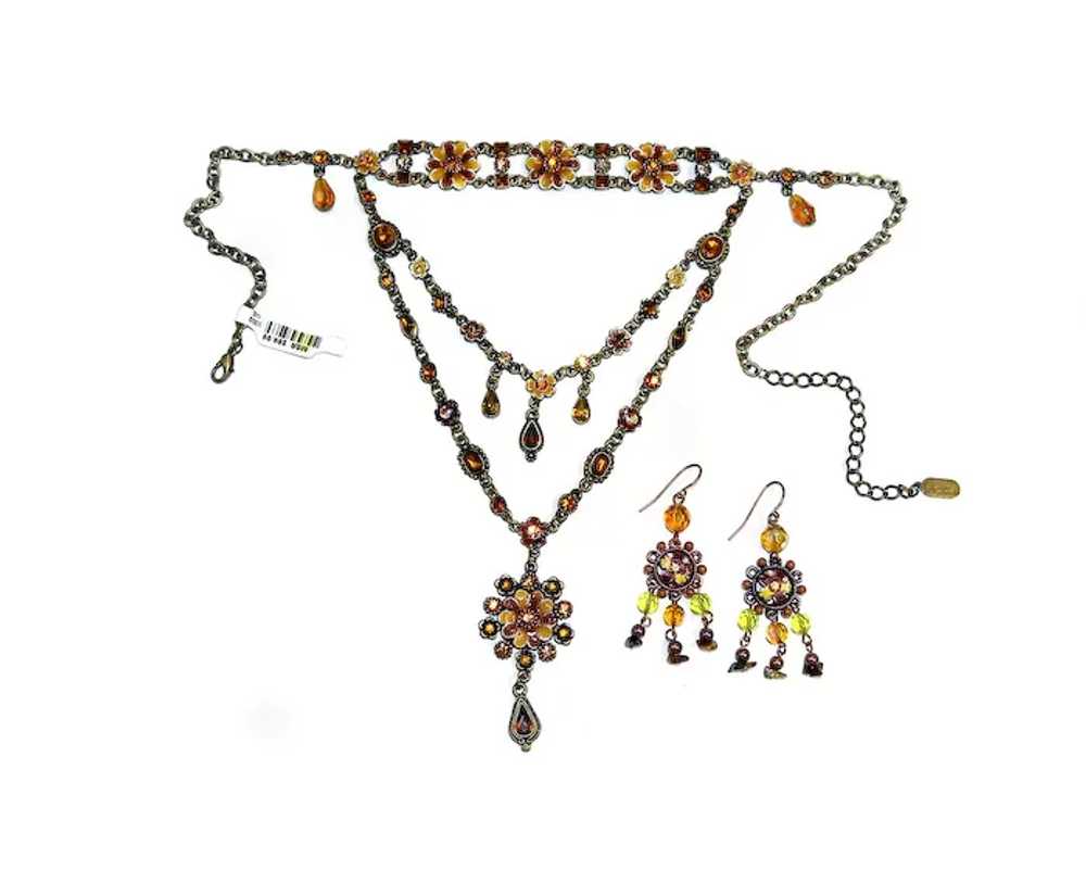 Beaded "Felicia" Necklace Earrings SET Enamel Bea… - image 3