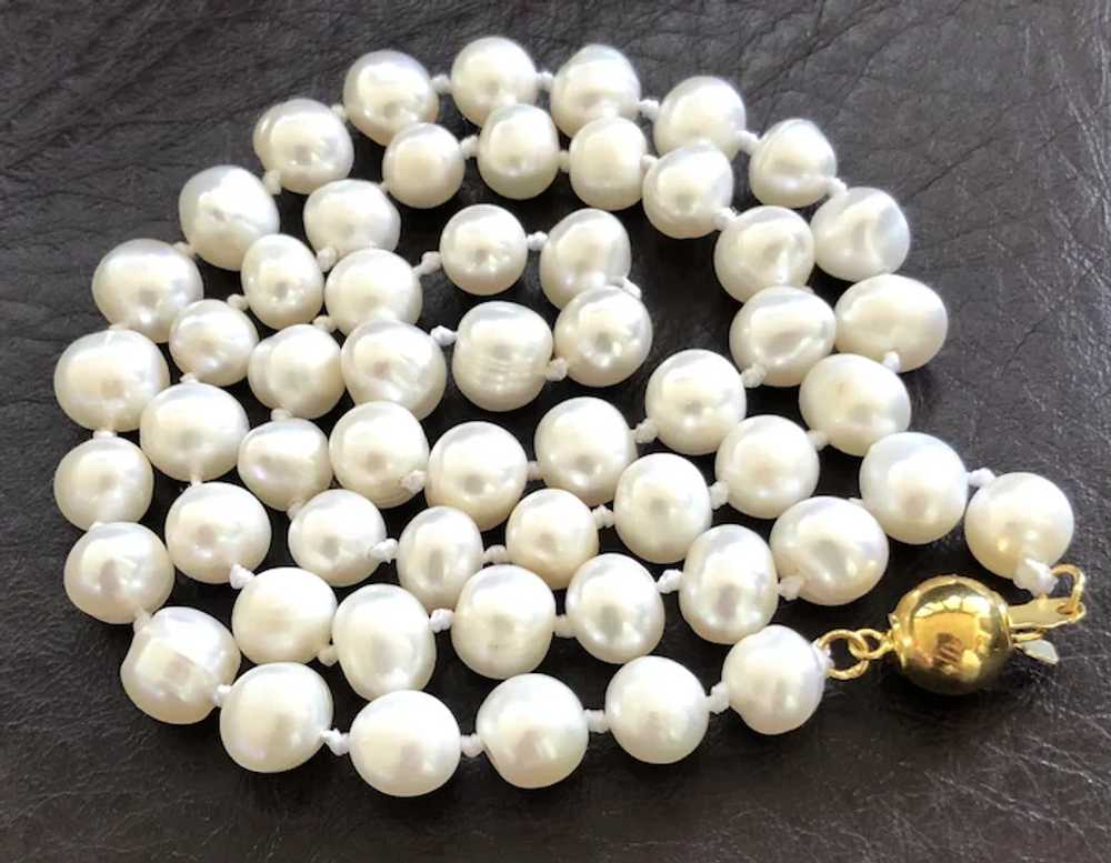 Vintage Gild White Freshwater Pearls Hand Knotted… - image 2