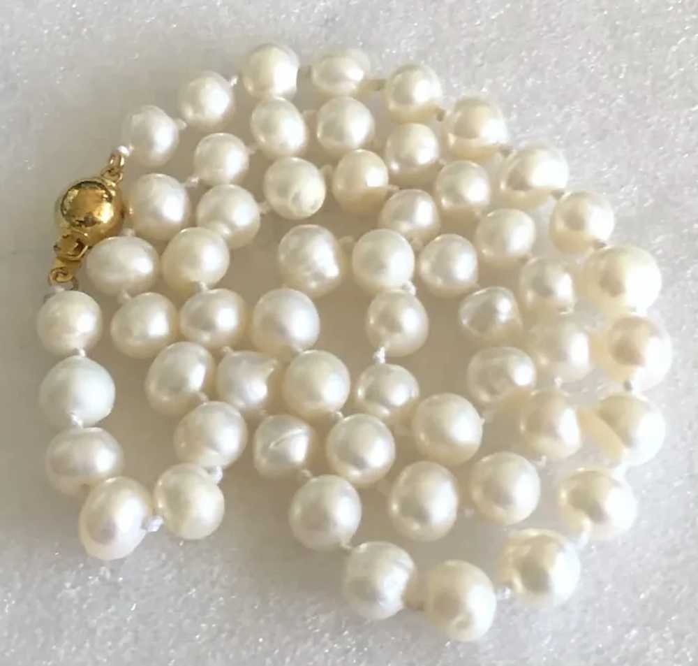 Vintage Gild White Freshwater Pearls Hand Knotted… - image 3