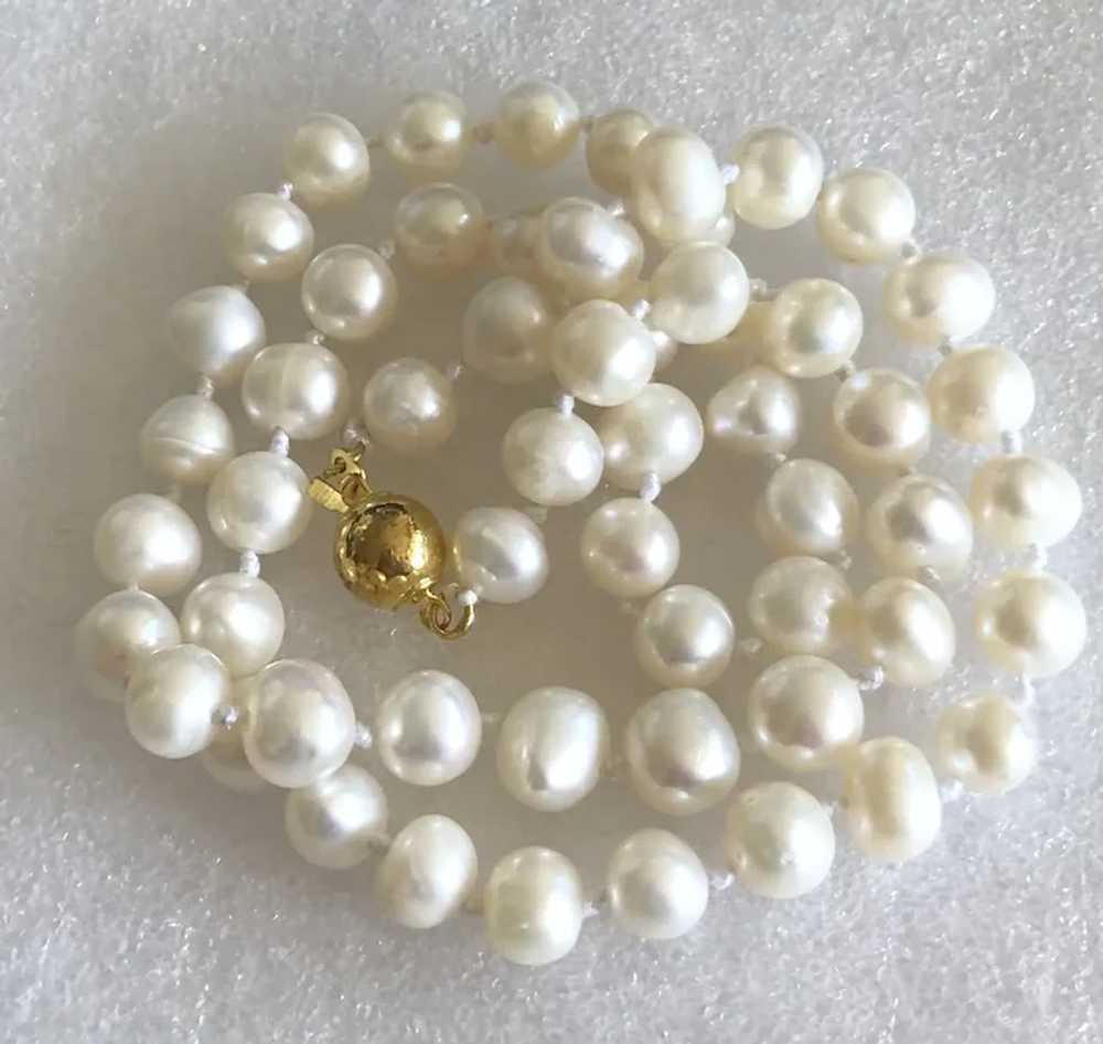 Vintage Gild White Freshwater Pearls Hand Knotted… - image 4