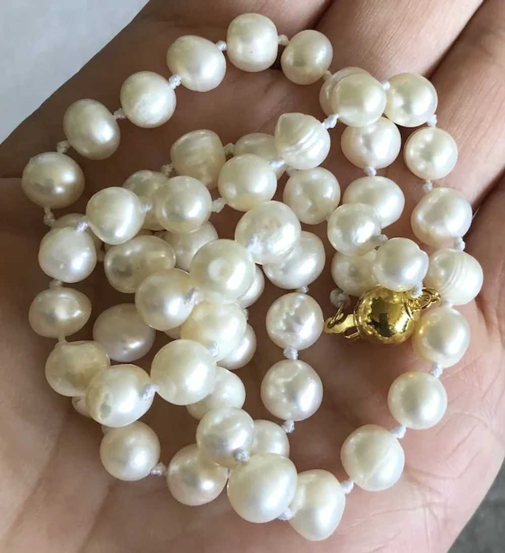 Vintage Gild White Freshwater Pearls Hand Knotted… - image 5