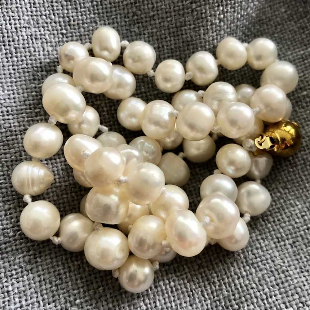 Vintage Gild White Freshwater Pearls Hand Knotted… - image 7