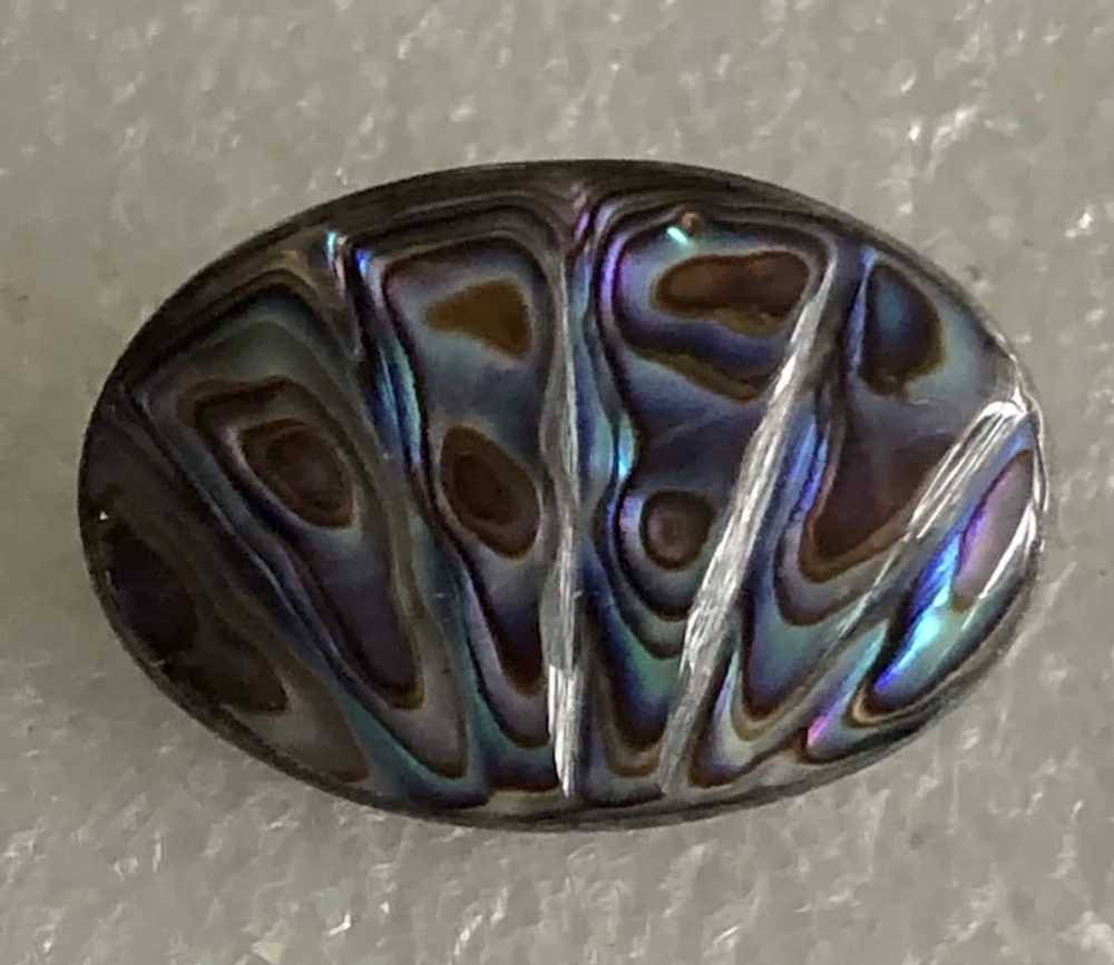 Vintage Hand Carved Natural Abalone Shell Silver … - image 11