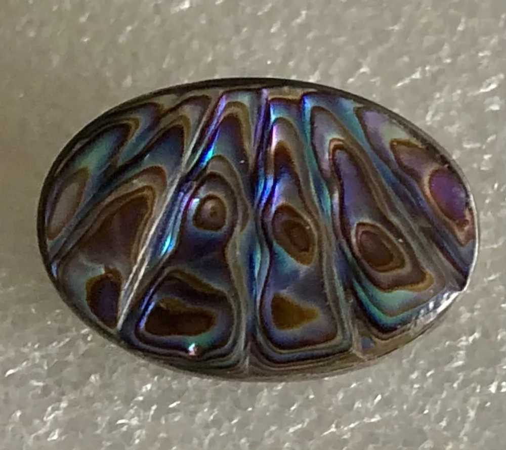 Vintage Hand Carved Natural Abalone Shell Silver … - image 6
