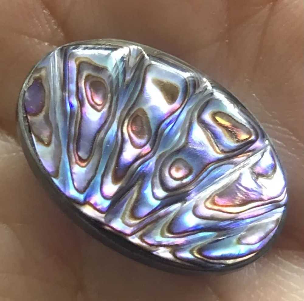 Vintage Hand Carved Natural Abalone Shell Silver … - image 7