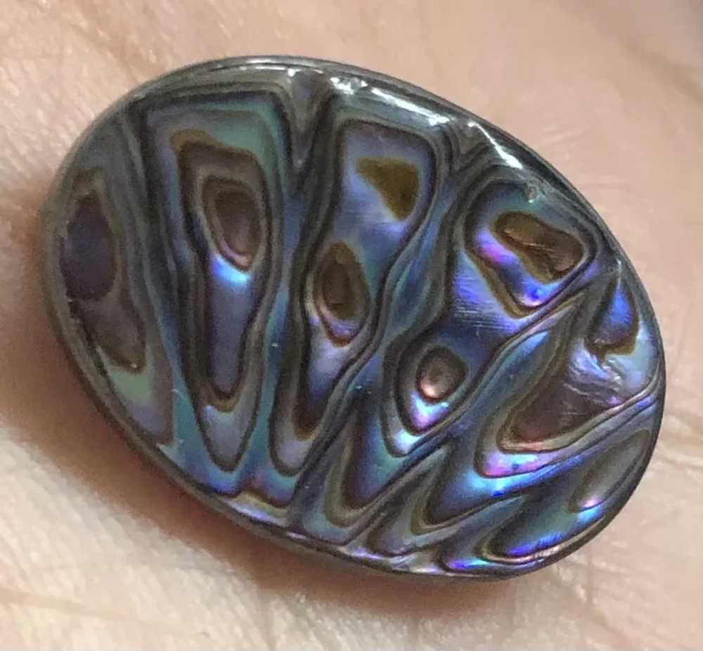 Vintage Hand Carved Natural Abalone Shell Silver … - image 8