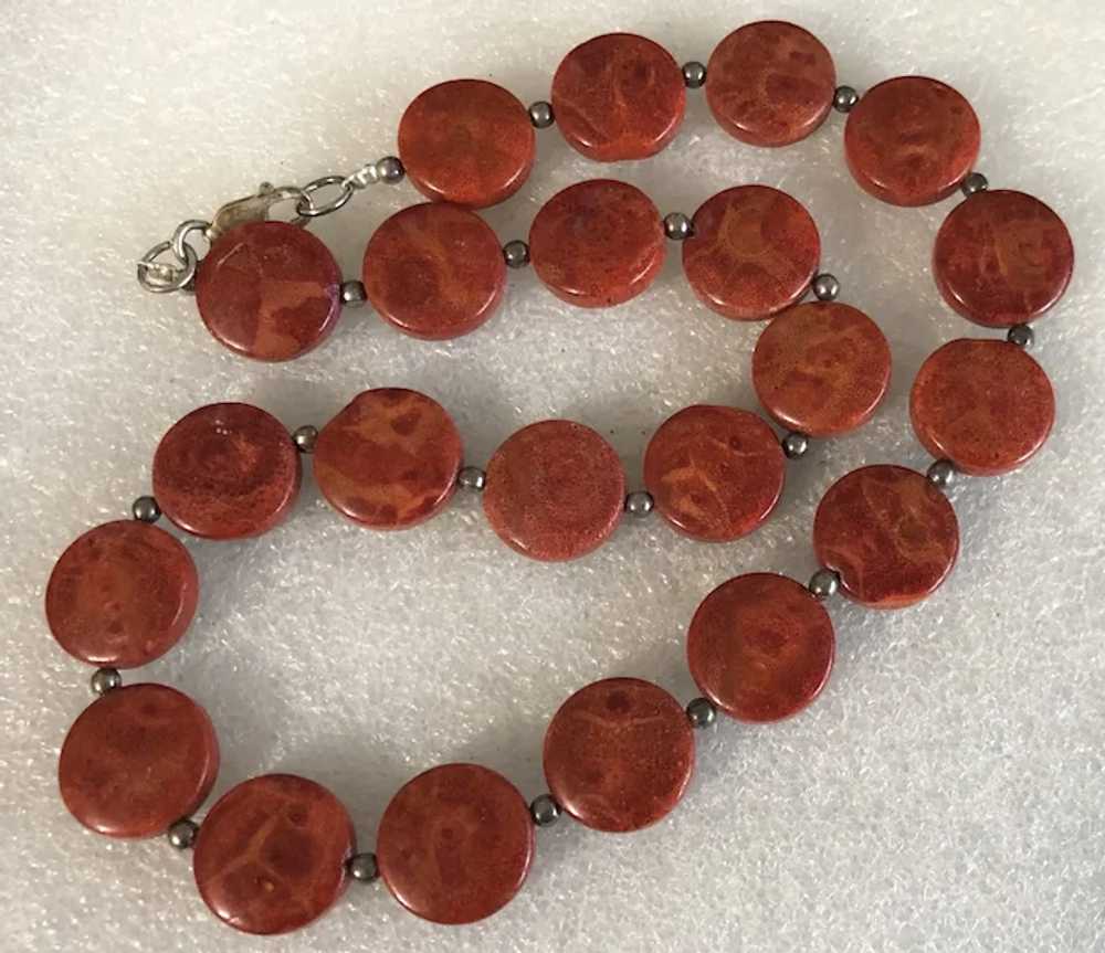 Stunning Vintage Red Apple Coral Disk Beads Neckl… - image 6