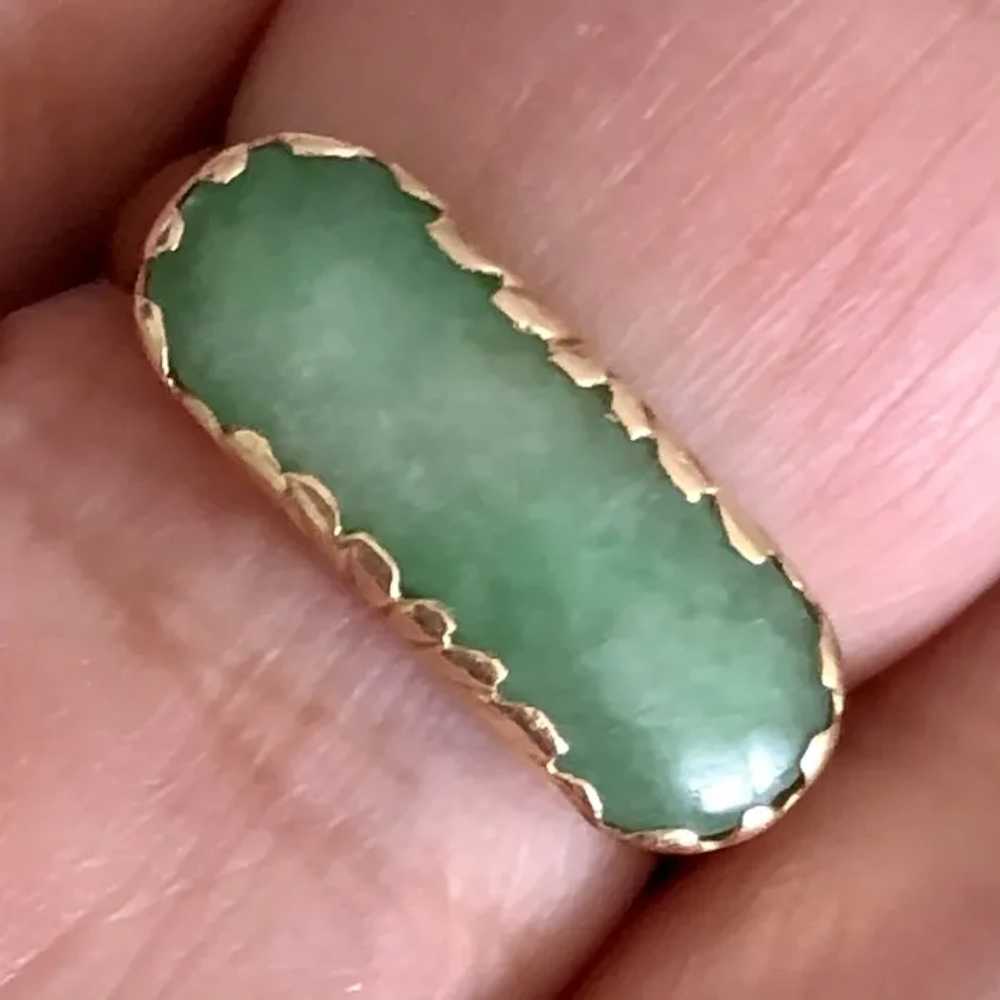 Stunning Vintage 18K Gold Apple Green Jade Jadeit… - image 10