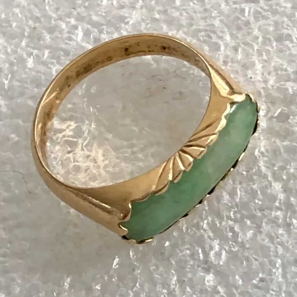 Stunning Vintage 18K Gold Apple Green Jade Jadeit… - image 2