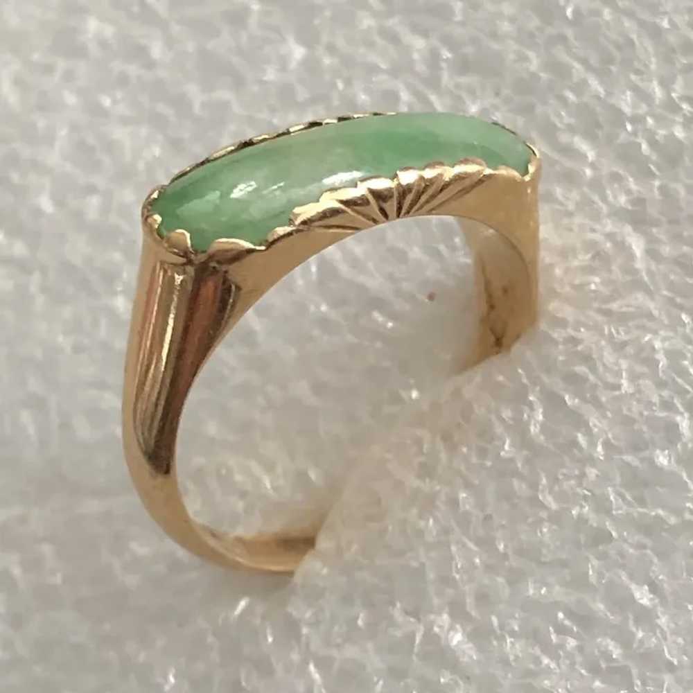 Stunning Vintage 18K Gold Apple Green Jade Jadeit… - image 3