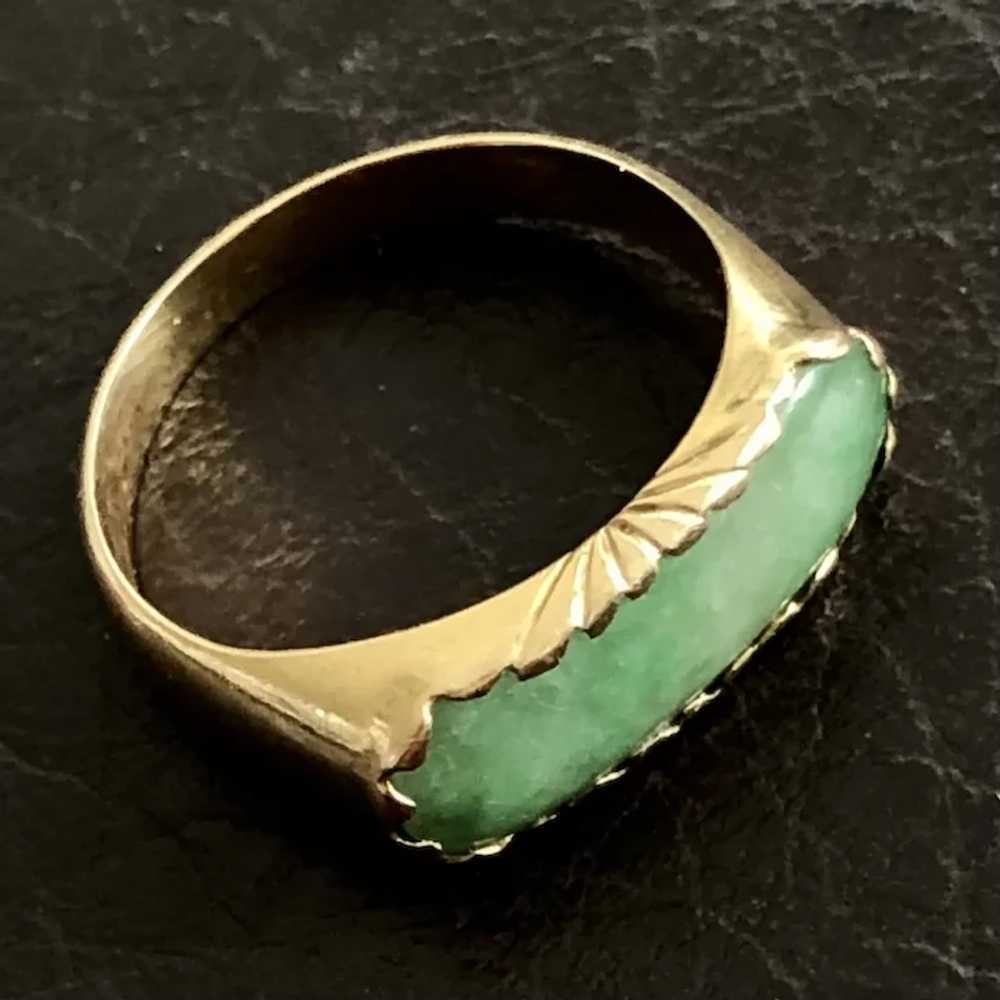 Stunning Vintage 18K Gold Apple Green Jade Jadeit… - image 4