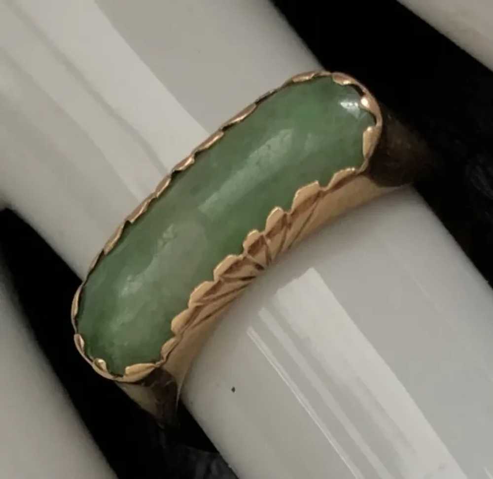 Stunning Vintage 18K Gold Apple Green Jade Jadeit… - image 8