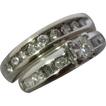 14K White Gold Diamonds Wedding Ring Set  .75 CTW 