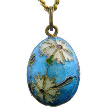 Russian Style Enamel Flowers Egg Pendant, Gilded S