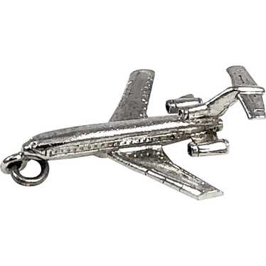 Sterling Jet Airplane Charm Pendant by Wells Vint… - image 1