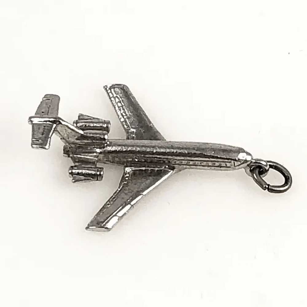 Sterling Jet Airplane Charm Pendant by Wells Vint… - image 2