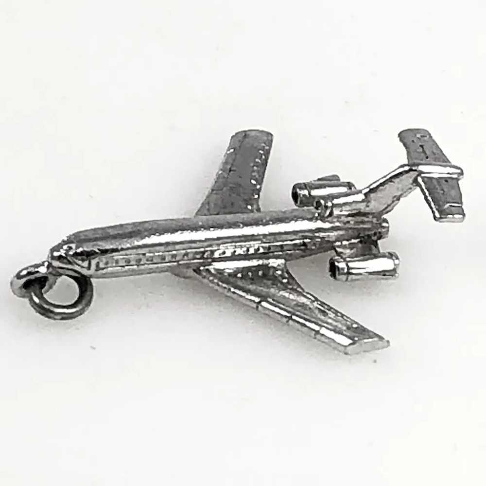 Sterling Jet Airplane Charm Pendant by Wells Vint… - image 3