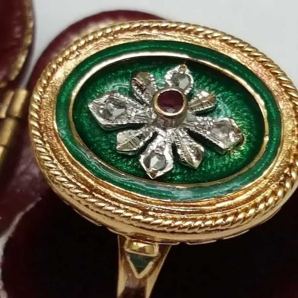 Incredible works of Art, Victorian Green Enameled… - image 5