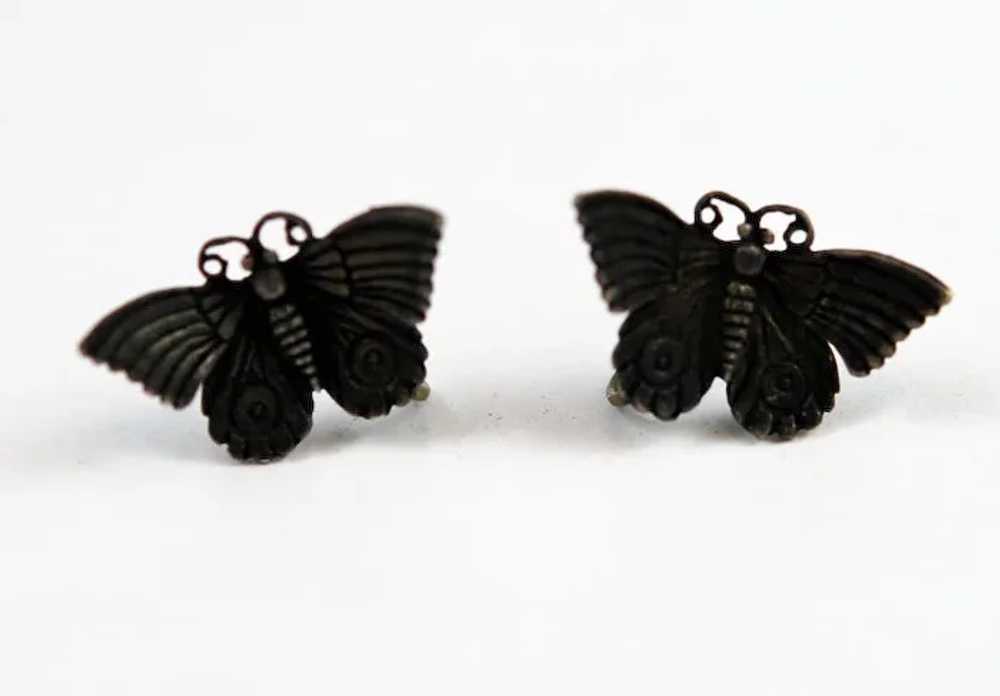 Sterling Silver Butterfly Screw On Earrings - image 2