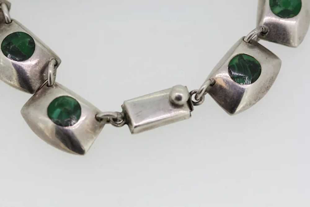 Sterling Silver Rectangle Link Malachite Pieces N… - image 3