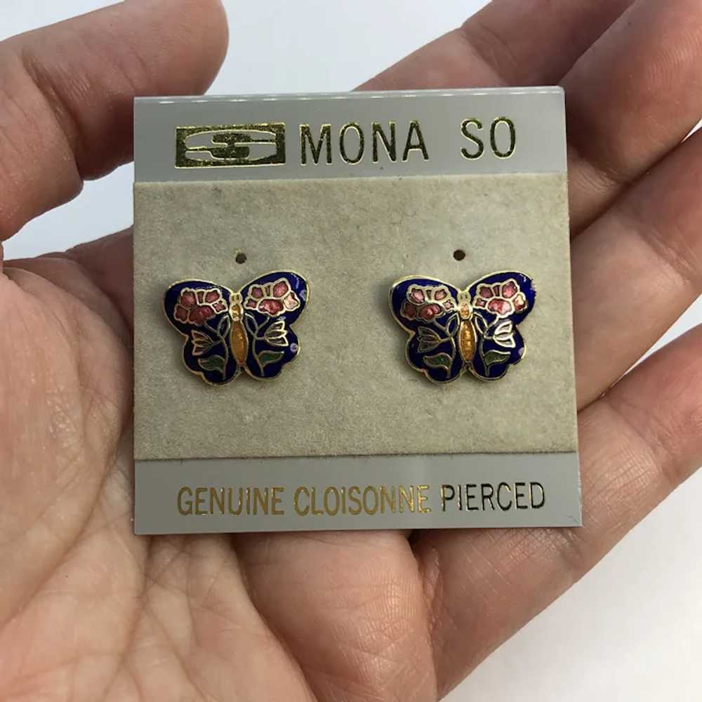 Mona So Genuine Cloisonné Butterfly Pierced Stud … - image 4
