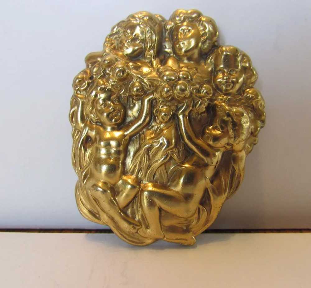 Vintage Joseff Five Cherub Pin In Russian Goldtone - image 2