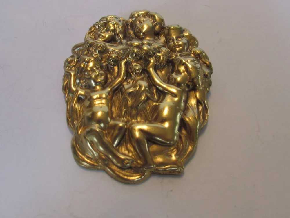 Vintage Joseff Five Cherub Pin In Russian Goldtone - image 3