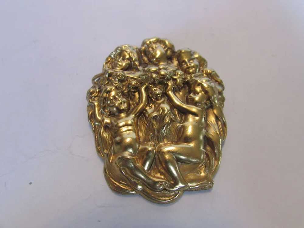 Vintage Joseff Five Cherub Pin In Russian Goldtone - image 4