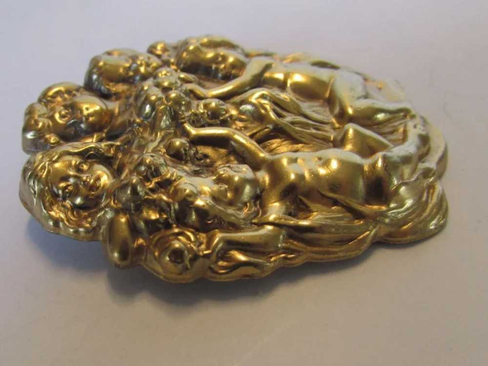 Vintage Joseff Five Cherub Pin In Russian Goldtone - image 9