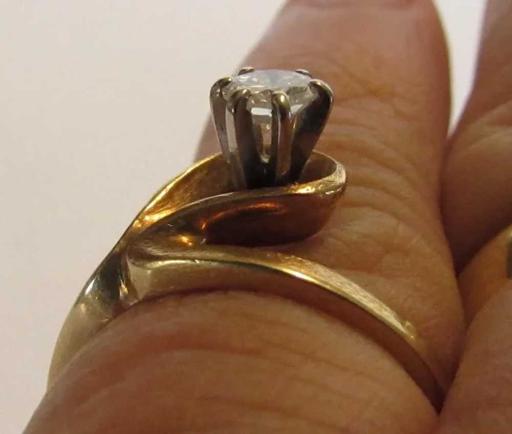 14 Karat Yellow Gold Diamond Solitaire Ring - image 4
