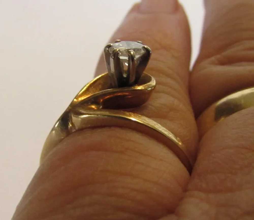 14 Karat Yellow Gold Diamond Solitaire Ring - image 5
