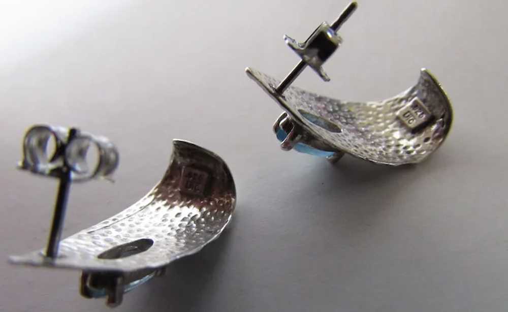 Sterling Silver Blue Topaz Pierced Earrings - image 6