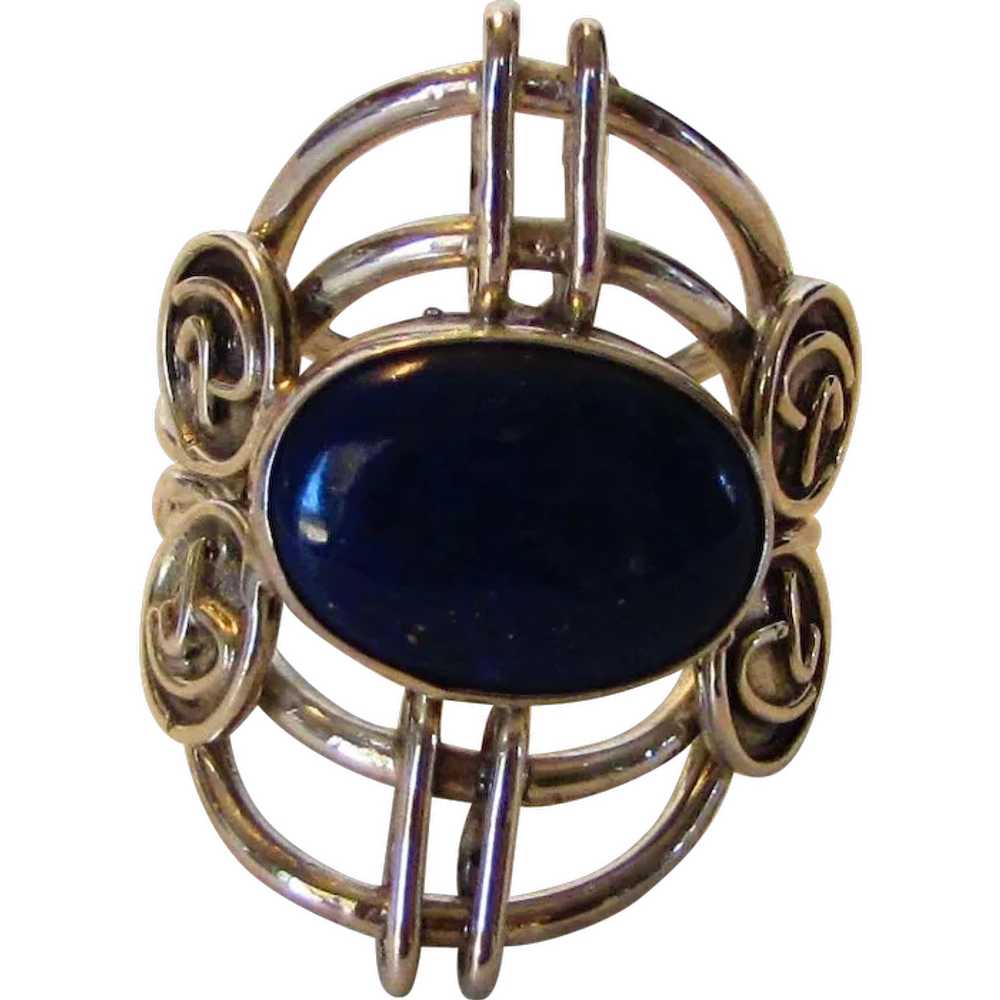Sterling Silver Lapis Lazuli Open Backed Ring - image 1