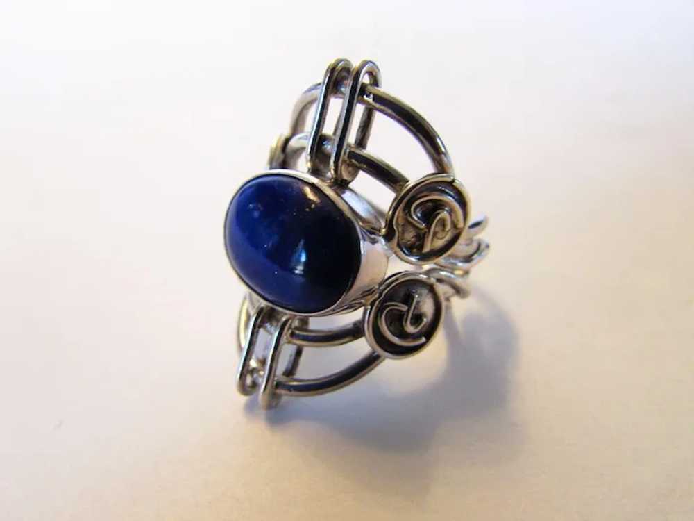 Sterling Silver Lapis Lazuli Open Backed Ring - image 3