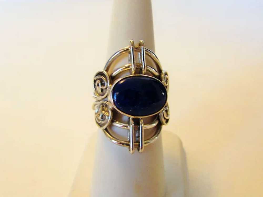 Sterling Silver Lapis Lazuli Open Backed Ring - image 4