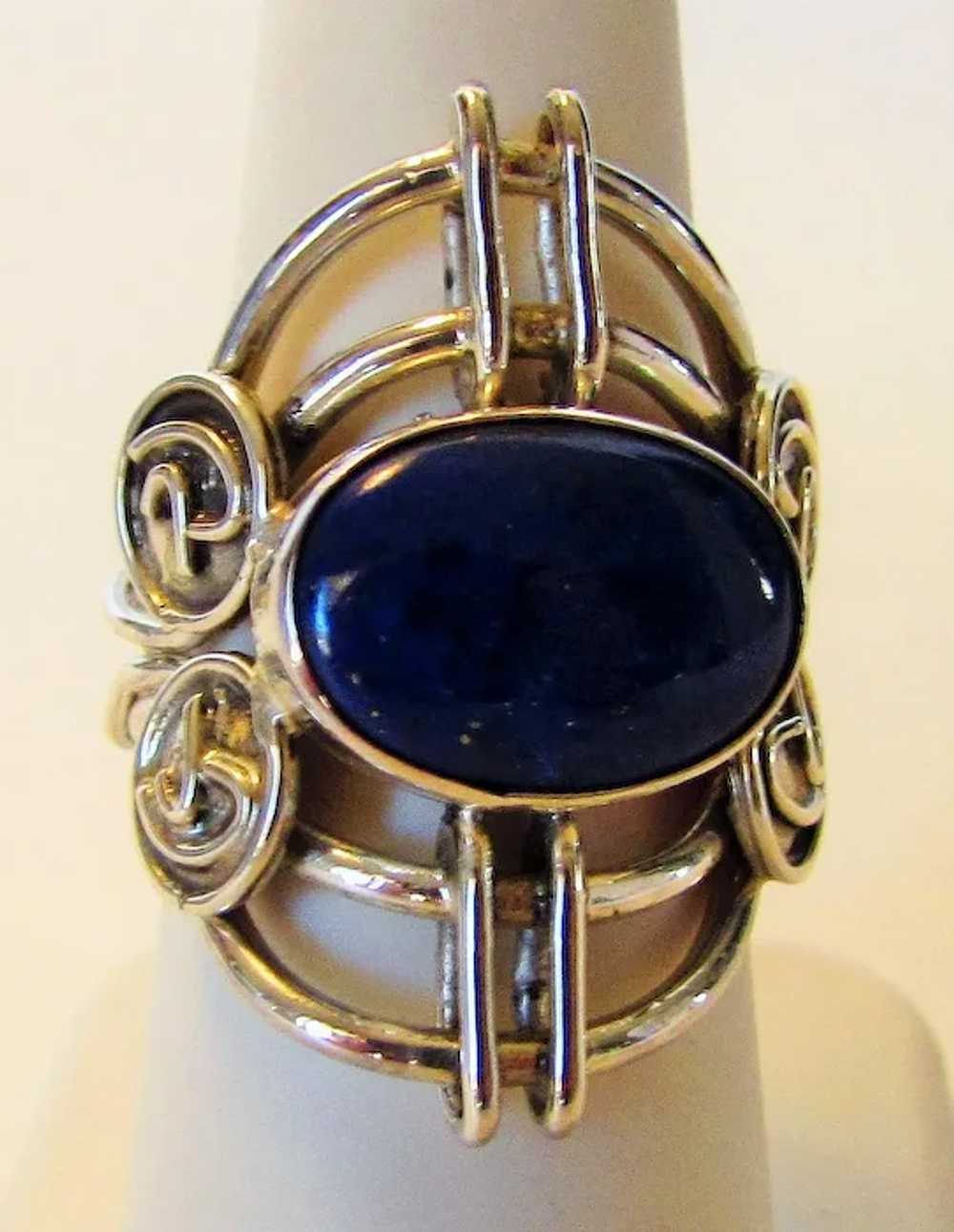 Sterling Silver Lapis Lazuli Open Backed Ring - image 5
