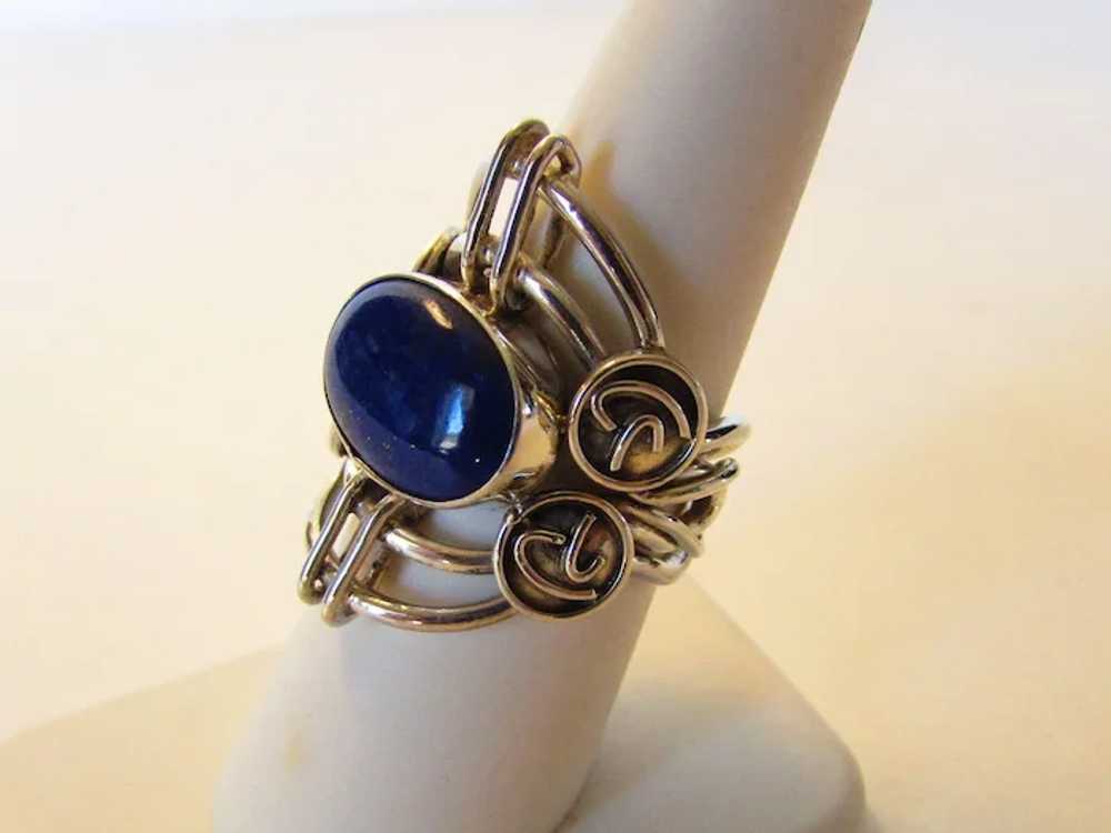 Sterling Silver Lapis Lazuli Open Backed Ring - image 6