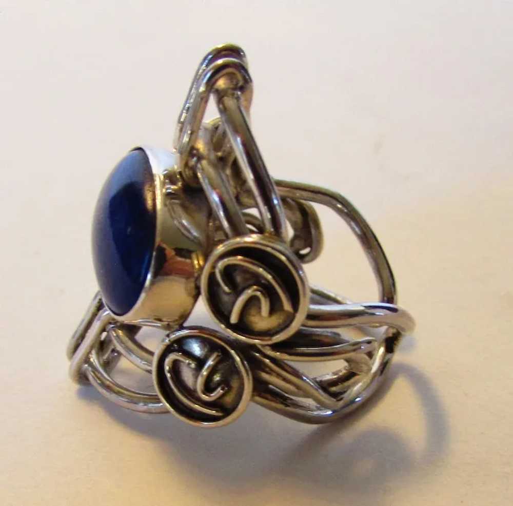 Sterling Silver Lapis Lazuli Open Backed Ring - image 7
