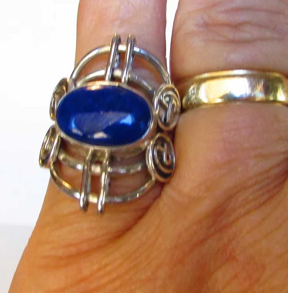 Sterling Silver Lapis Lazuli Open Backed Ring - image 8