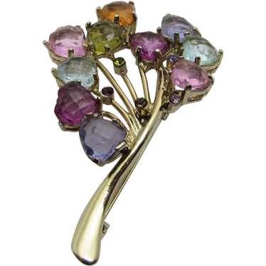 Vintage Goldtone Pin With a Variety of Unbacked Cr