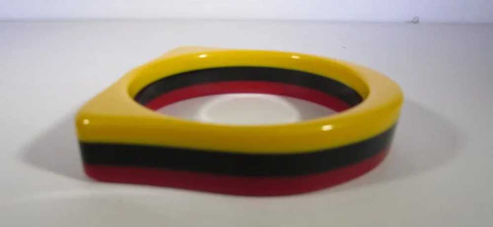 Bakelite Three Tone Laminated Cuff Yellow, Black … - image 5