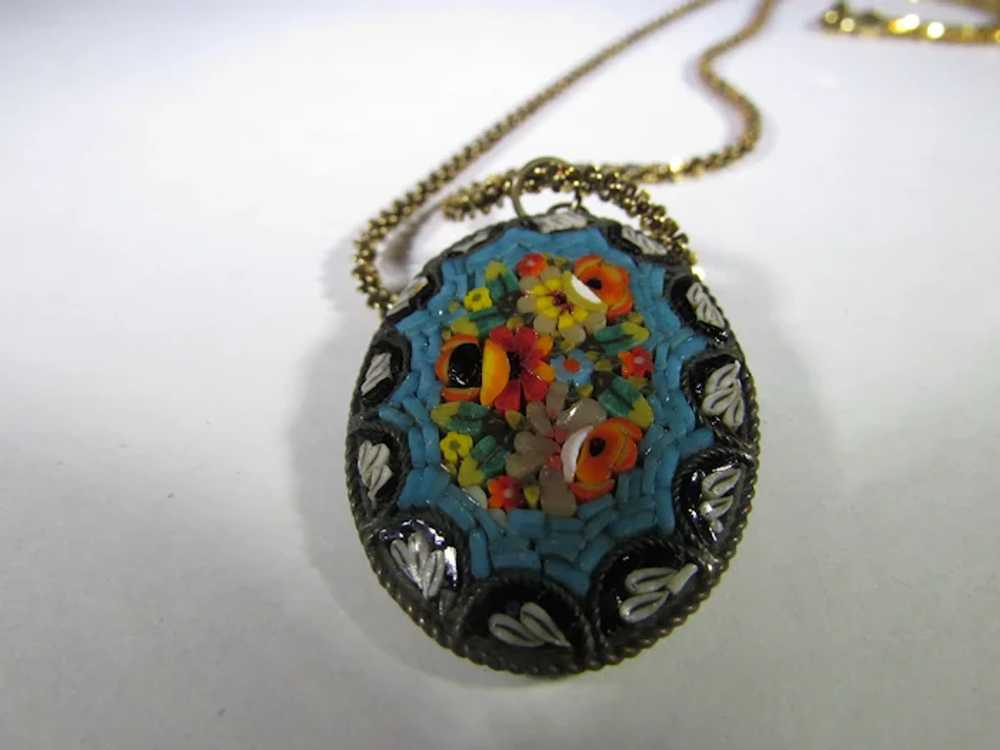 Micro Mosaic Pendant Circa 1900 In Floral Pattern… - image 10