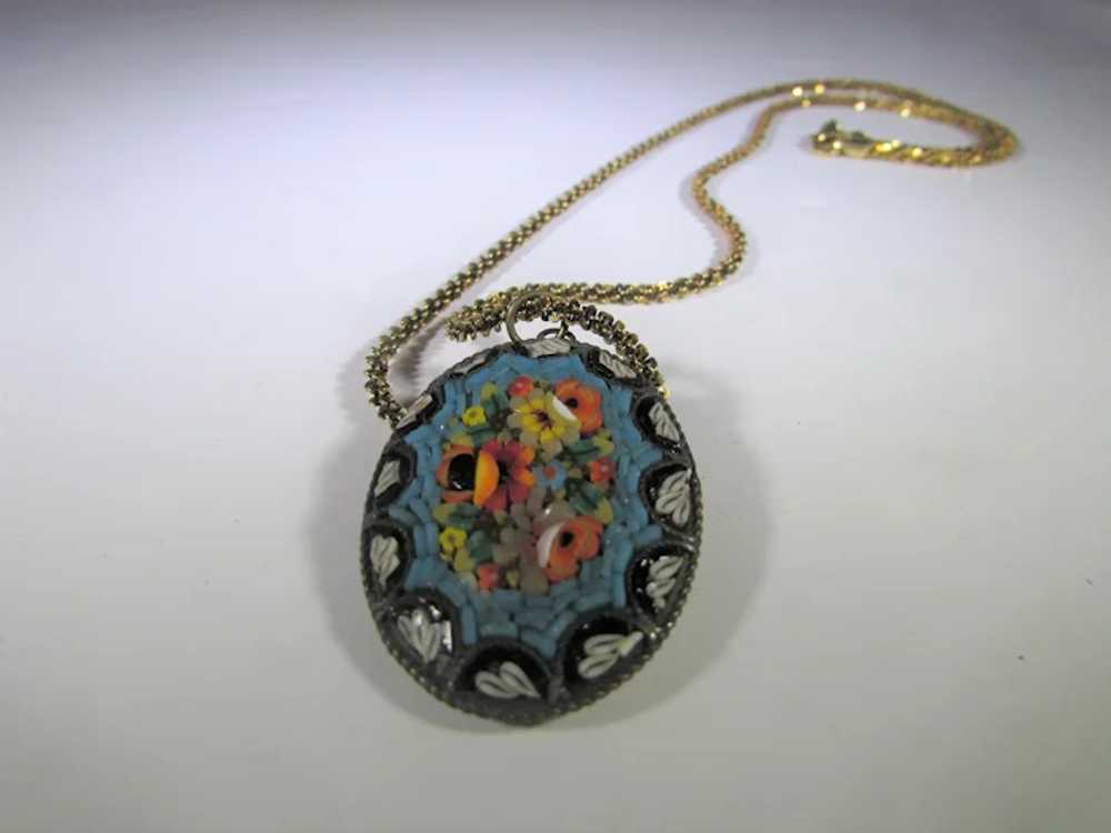 Micro Mosaic Pendant Circa 1900 In Floral Pattern… - image 12