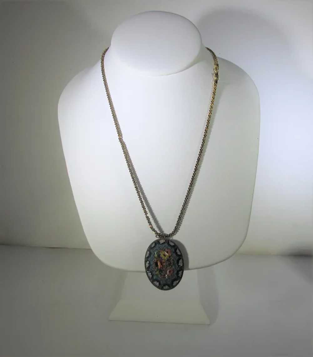 Micro Mosaic Pendant Circa 1900 In Floral Pattern… - image 2