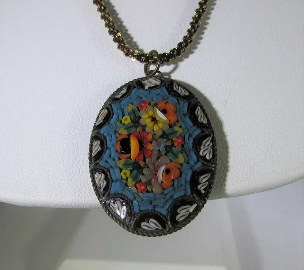 Micro Mosaic Pendant Circa 1900 In Floral Pattern… - image 3