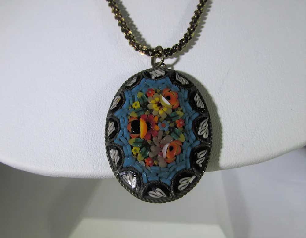 Micro Mosaic Pendant Circa 1900 In Floral Pattern… - image 5