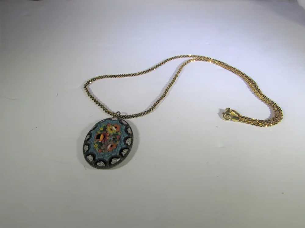 Micro Mosaic Pendant Circa 1900 In Floral Pattern… - image 7