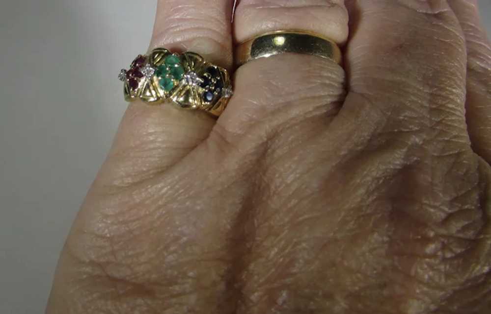 14 Karat Yellow Gold Sapphire, Emerald and Ruby D… - image 10